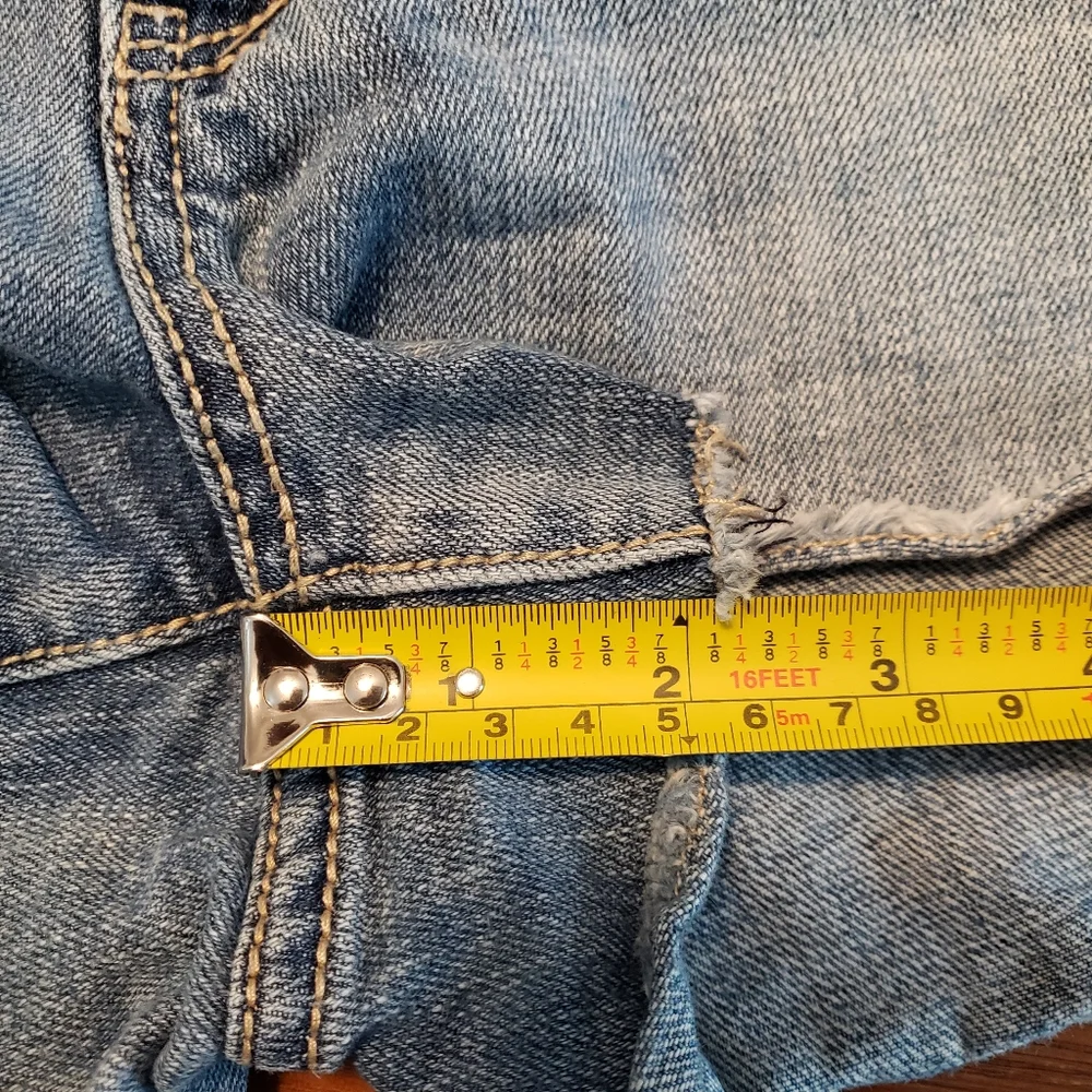 Y2K Vanity Shorts Womens Size 28 Blue Denim Stretch Distress Shorts‎